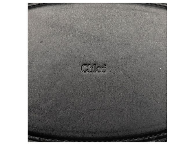 Bolso Cesta Medium Logo Chloé Negro Beige - vista 4