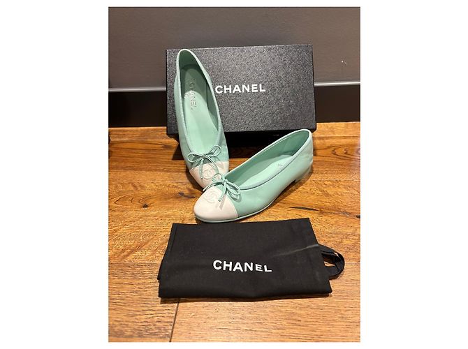 Chanel Ballerine Bicolore Bianco Verde chiaro - vista 4