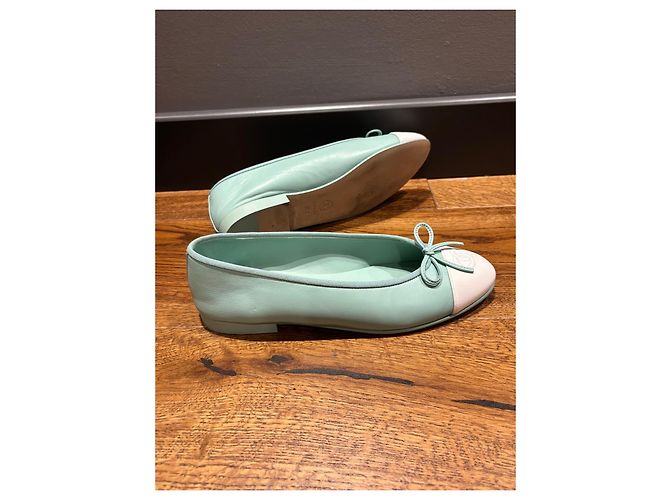 Chanel Ballerine Bicolore Bianco Verde chiaro - vista 5