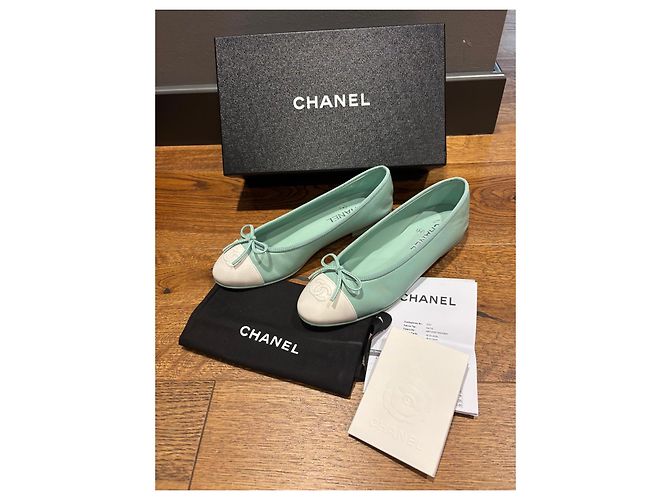 Chanel Ballerine Bicolore Bianco Verde chiaro - vista 6