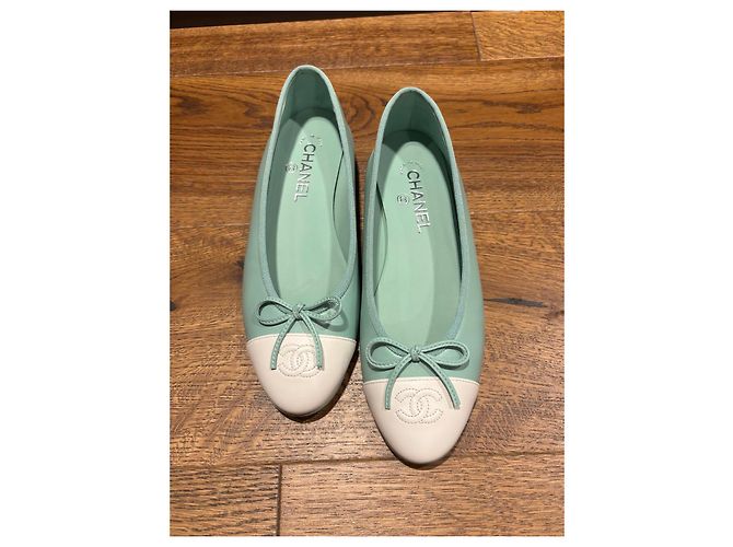 Chanel Ballerine Bicolore Bianco Verde chiaro - vista 7