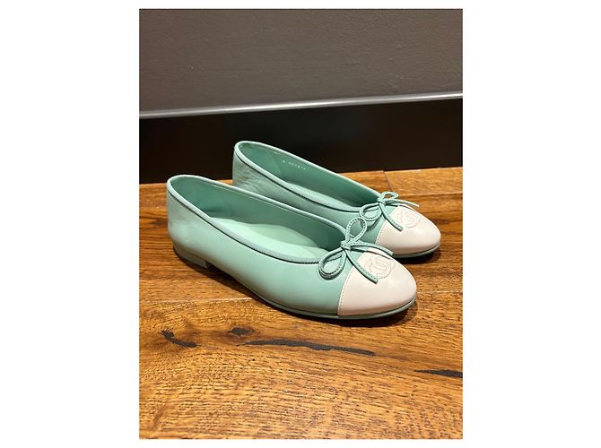 Chanel Ballerine Bicolore Bianco Verde chiaro - vista 9