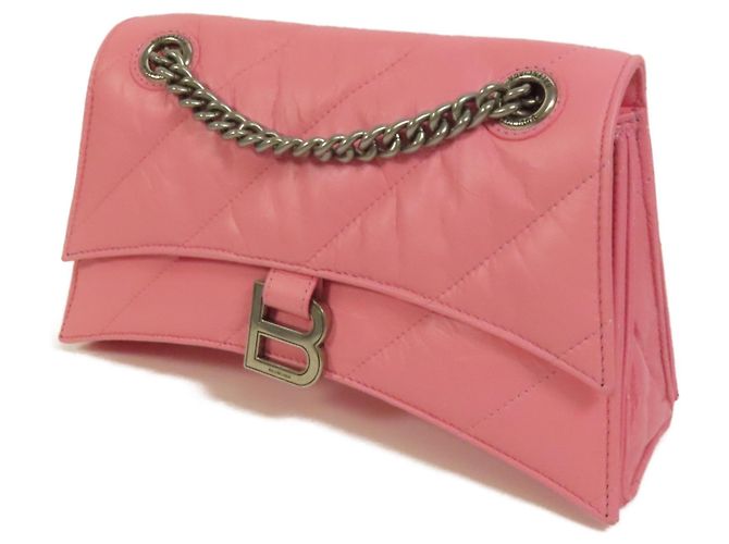 Borsa a tracolla Balenciaga Hourglass Chain in pelle Medium Rosa - vista 3
