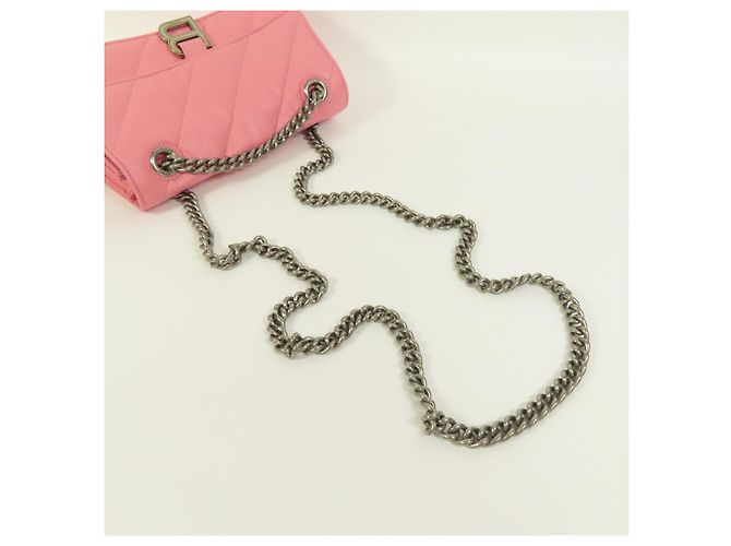 Borsa a tracolla Balenciaga Hourglass Chain in pelle Medium Rosa - vista 5