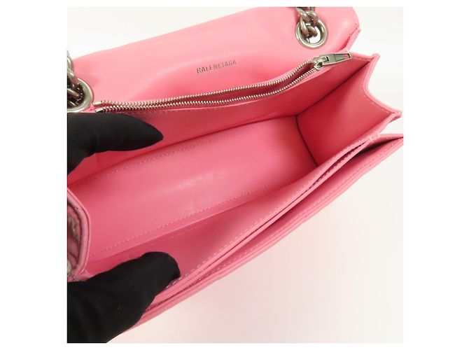 Borsa a tracolla Balenciaga Hourglass Chain in pelle Medium Rosa - vista 6