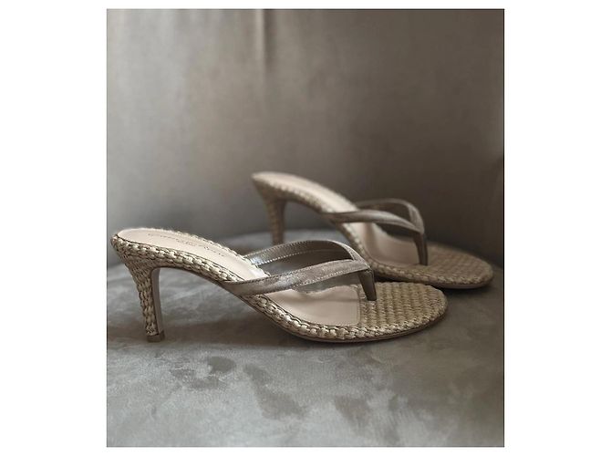 Sandali Gianvito Rossi in paglia e pelle Beige - vista 3