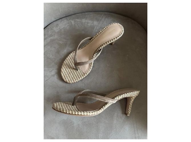 Sandali Gianvito Rossi in paglia e pelle Beige - vista 4