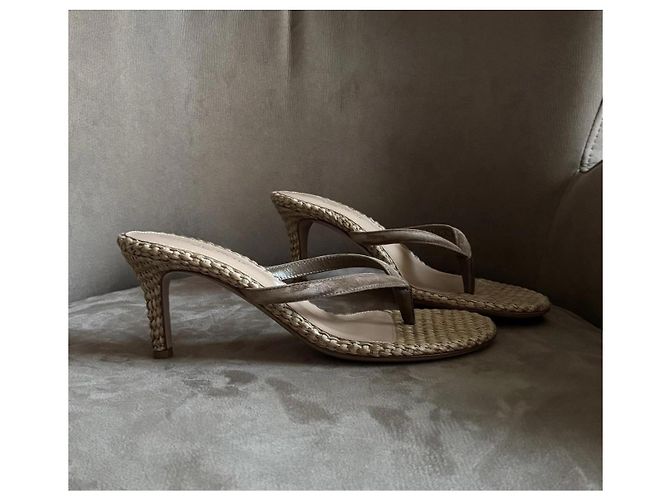 Sandali Gianvito Rossi in paglia e pelle Beige - vista 5