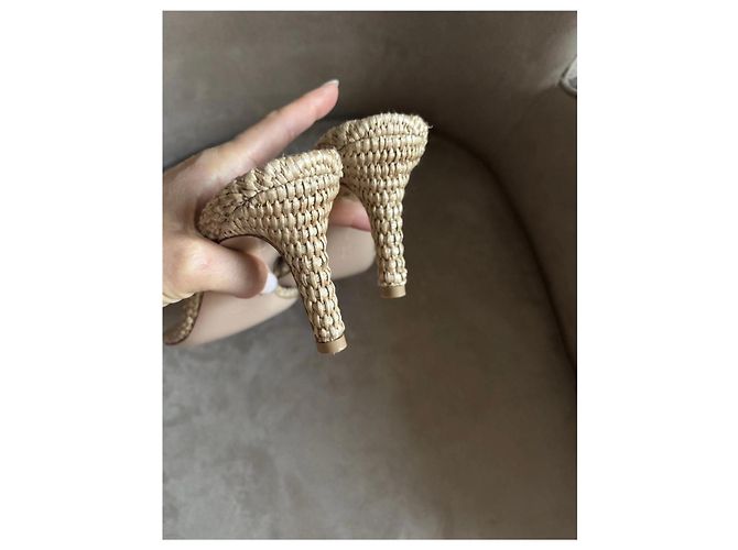 Sandali Gianvito Rossi in paglia e pelle Beige - vista 7