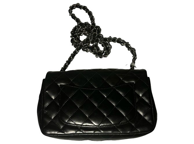 Chanel Classic Single Flap Quilted Lambskin Mini Negro - vista 2