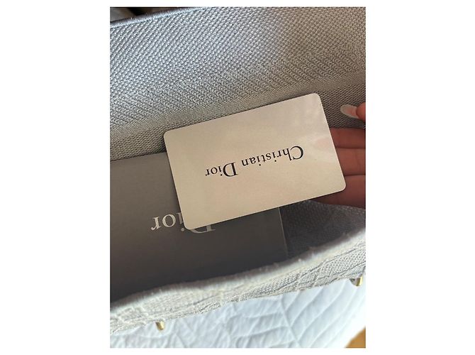 Christian Dior Borsa Lady Dior Medium in Tela Grigia Grigio - vista 4