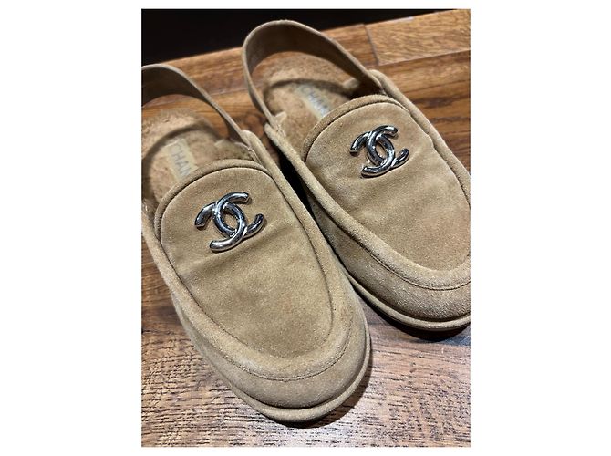 Chanel Slingback-Loafer Wildleder Shearling Braun Beige - Ansicht 2