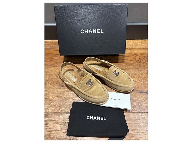 Chanel Slingback-Loafer Wildleder Shearling Braun Beige - Ansicht 6