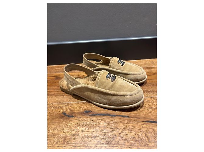 Chanel Slingback-Loafer Wildleder Shearling Braun Beige - Ansicht 8