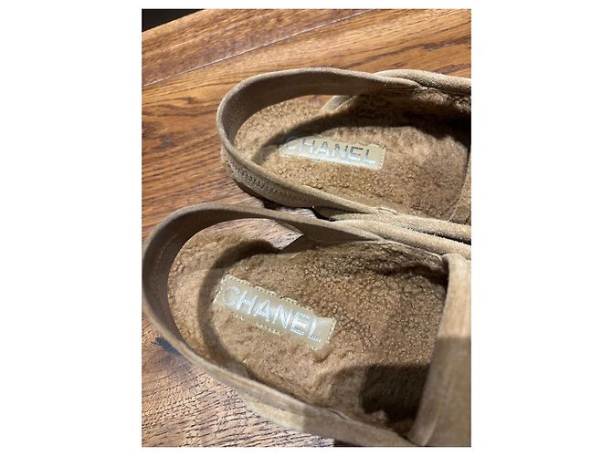 Chanel Slingback-Loafer Wildleder Shearling Braun Beige - Ansicht 9