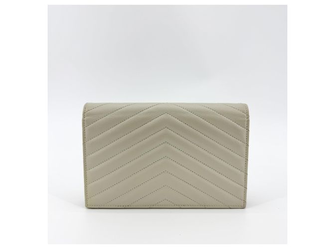 Autre Marque Saint Laurent Bicolor Monogram Leather and Patent Beige - view 2