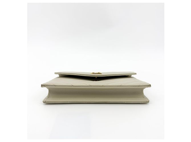 Autre Marque Saint Laurent Bicolor Monogram Leather and Patent Beige - view 5