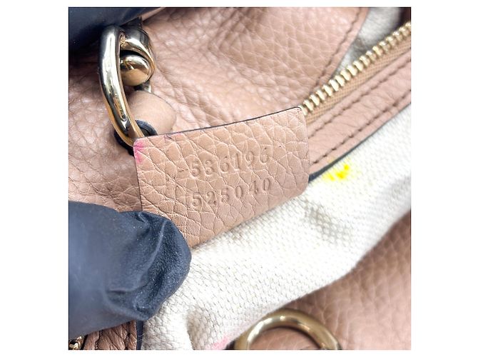 Borsa a tracolla Gucci Soho in pelle Medium Beige - vista 7