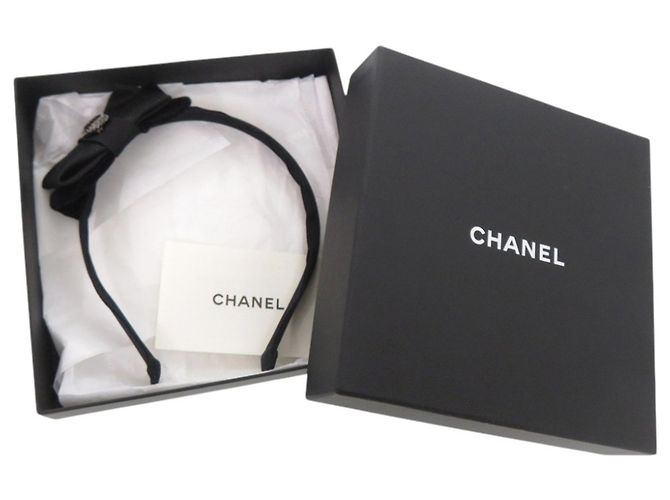 Chanel Coco Mark Ribbon Satin Velvet Headband Black - view 2