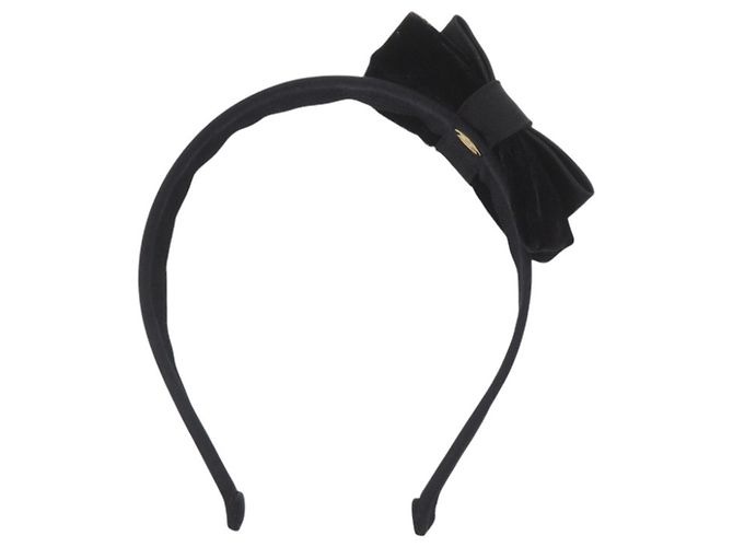 Chanel Coco Mark Ribbon Satin Velvet Headband Black - view 3