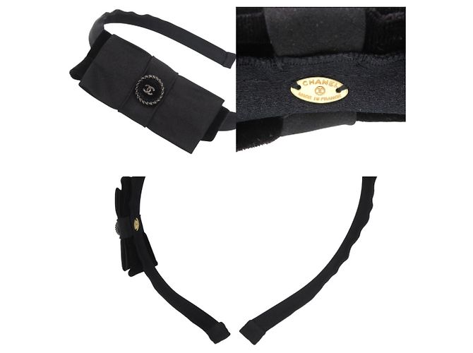 Chanel Coco Mark Ribbon Satin Velvet Headband Black - view 4
