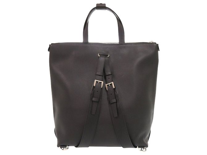 Borsa Tote Valextra V-Line in pelle nera Nero - vista 2