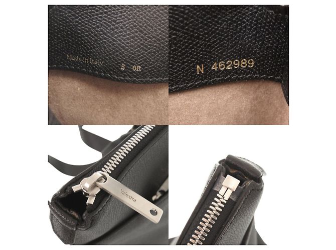 Borsa Tote Valextra V-Line in pelle nera Nero - vista 8