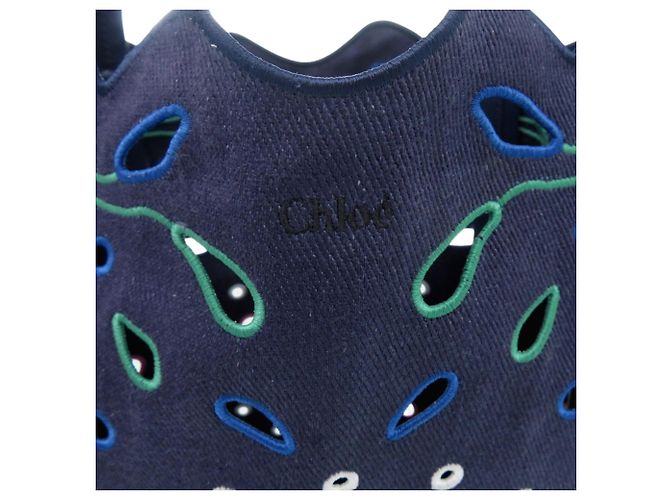 Bolso Tote Chloé Flower Canvas Rosa Verde Azul marino - vista 11