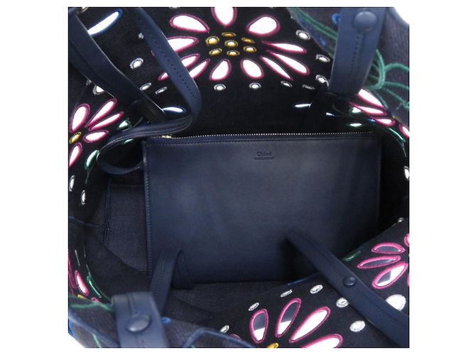 Bolso Tote Chloé Flower Canvas Rosa Verde Azul marino - vista 7