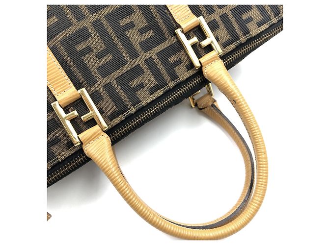 Borsa Tote Fendi Zucca Canvas Large Marrone - vista 4