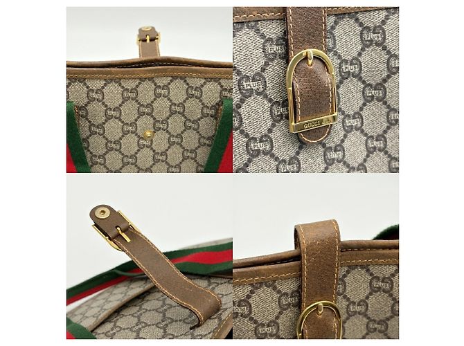 Borsa a spalla tote Gucci Marrone Rosso Beige Verde - vista 14