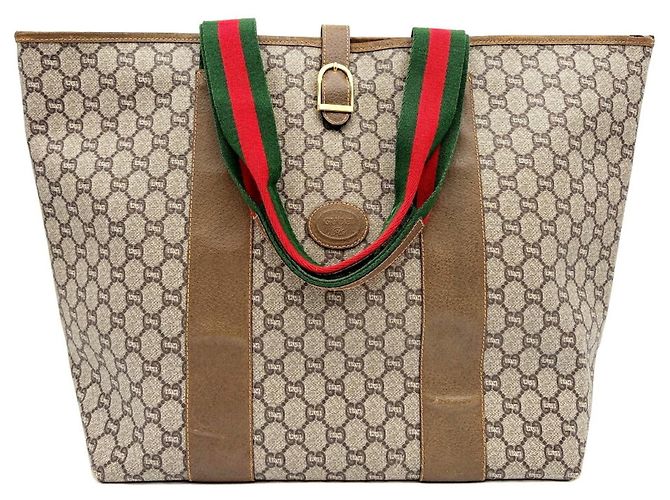 Borsa a spalla tote Gucci Marrone Rosso Beige Verde - vista 2