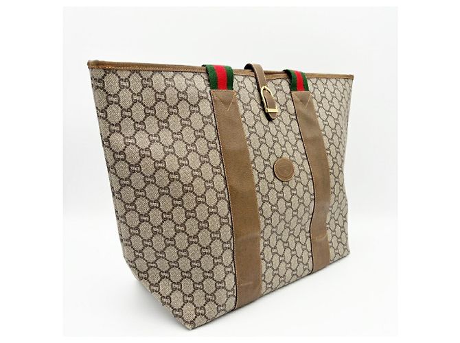 Borsa a spalla tote Gucci Marrone Rosso Beige Verde - vista 4