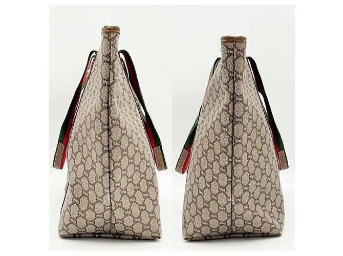 Borsa a spalla tote Gucci Marrone Rosso Beige Verde - vista 5