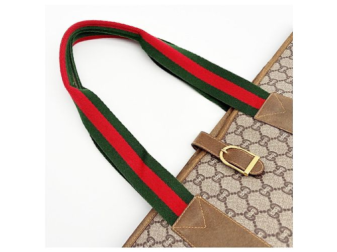 Borsa a spalla tote Gucci Marrone Rosso Beige Verde - vista 8