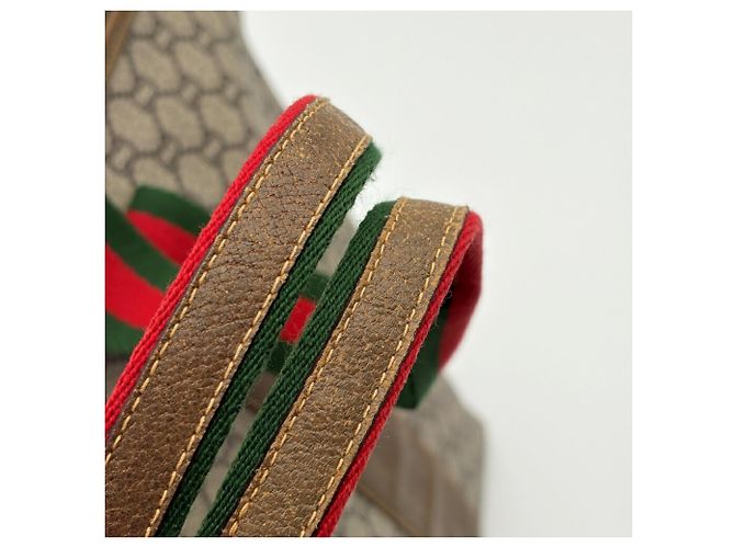 Borsa a spalla tote Gucci Marrone Rosso Beige Verde - vista 9