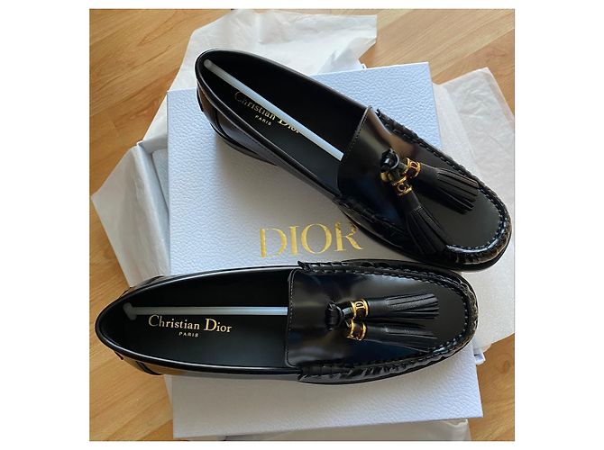 Autre Marque Mocasines Dior de piel negra con borlas Negro - vista 10