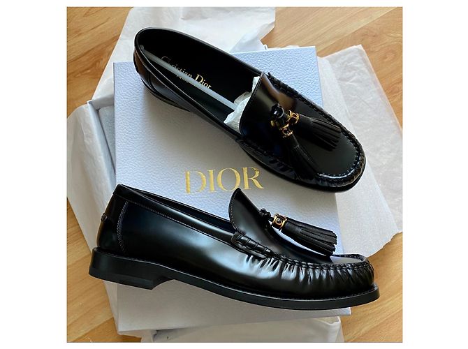 Autre Marque Mocasines Dior de piel negra con borlas Negro - vista 6