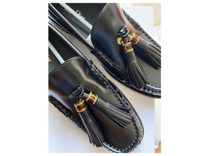 Autre Marque Mocasines Dior de piel negra con borlas Negro - vista 7