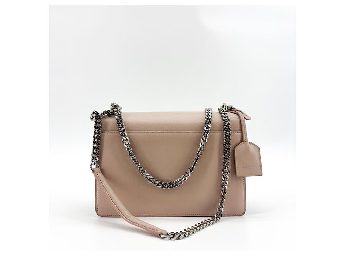 Autre Marque Borsa a tracolla Saint Laurent Sunset in pelle metallizzata craquelé Small Rosa - vista 2