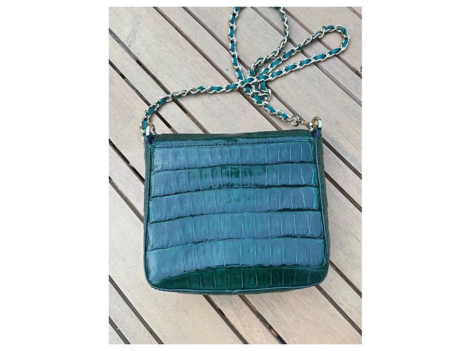 Borsa a mano Mauboussin in pelle di coccodrillo verde Porpora - vista 9