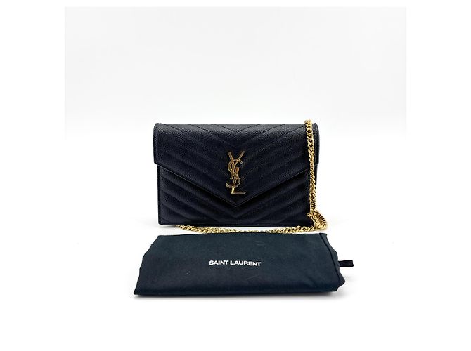 Autre Marque Saint Laurent Bicolor Monogram Leather and Patent Black - view 2