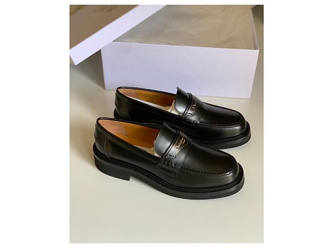 Mocassini in pelle nera Christian Dior Nero - vista 10