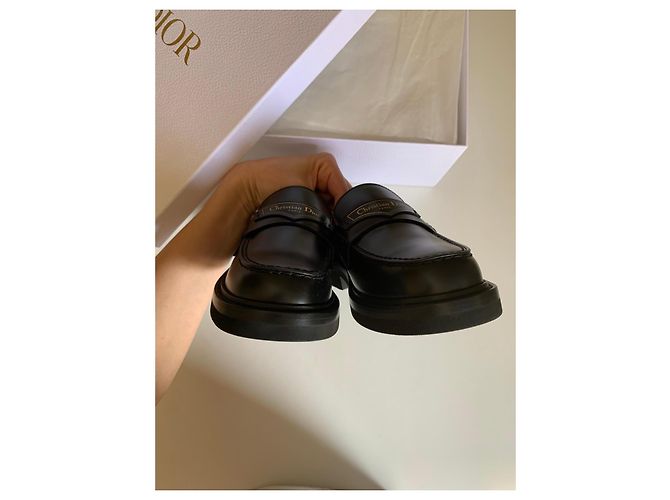 Mocassini in pelle nera Christian Dior Nero - vista 11