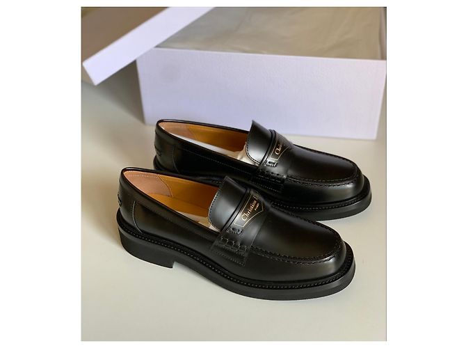 Mocassini in pelle nera Christian Dior Nero - vista 12