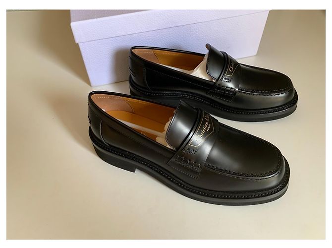 Mocassini in pelle nera Christian Dior Nero - vista 4