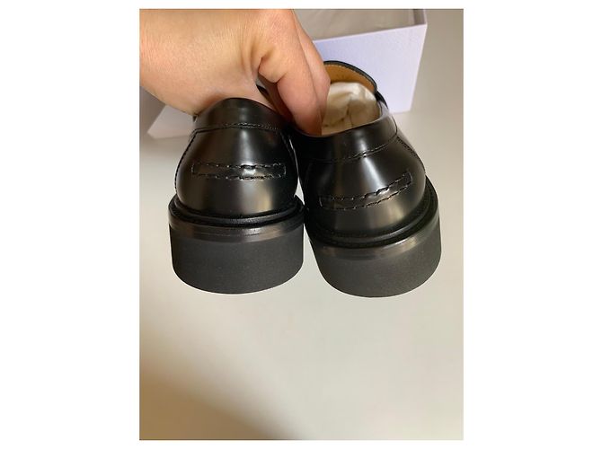 Mocassini in pelle nera Christian Dior Nero - vista 5