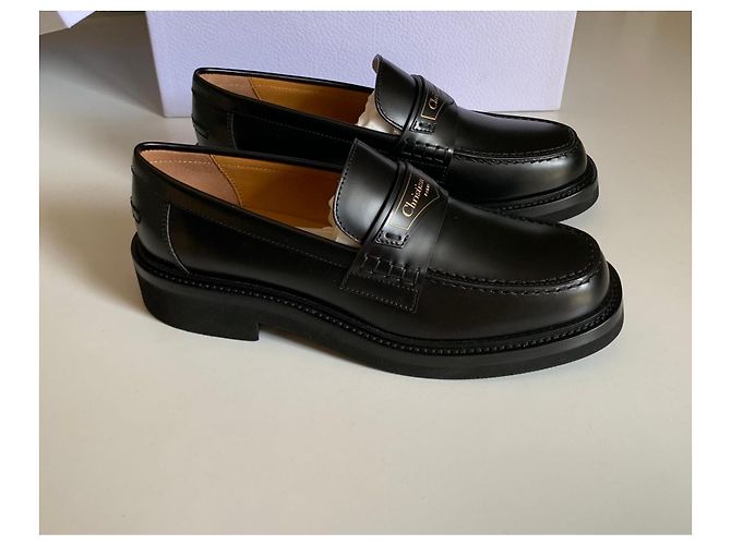 Mocassini in pelle nera Christian Dior Nero - vista 6