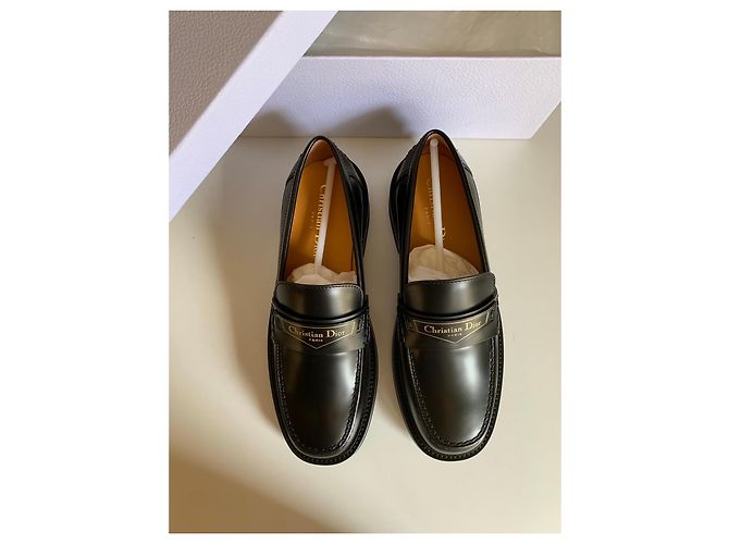 Mocassini in pelle nera Christian Dior Nero - vista 7