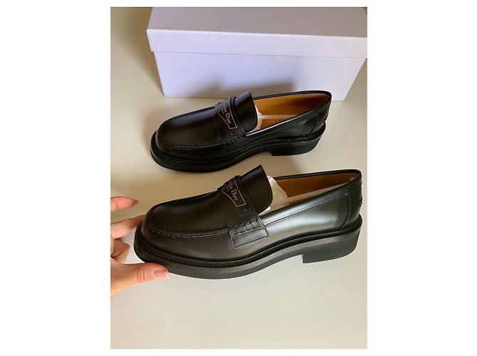 Mocassini in pelle nera Christian Dior Nero - vista 8
